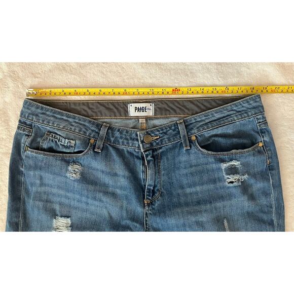 Paige Women's Jimmy Jimmy Skinny Jeans 32 Blue Medium Wash Distressed Stretch - Picture 13 of 14